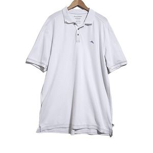 Tommy Bahama Island Zone Mens 2XLT White Polo Shirt Supima Cotton Blue Marlin